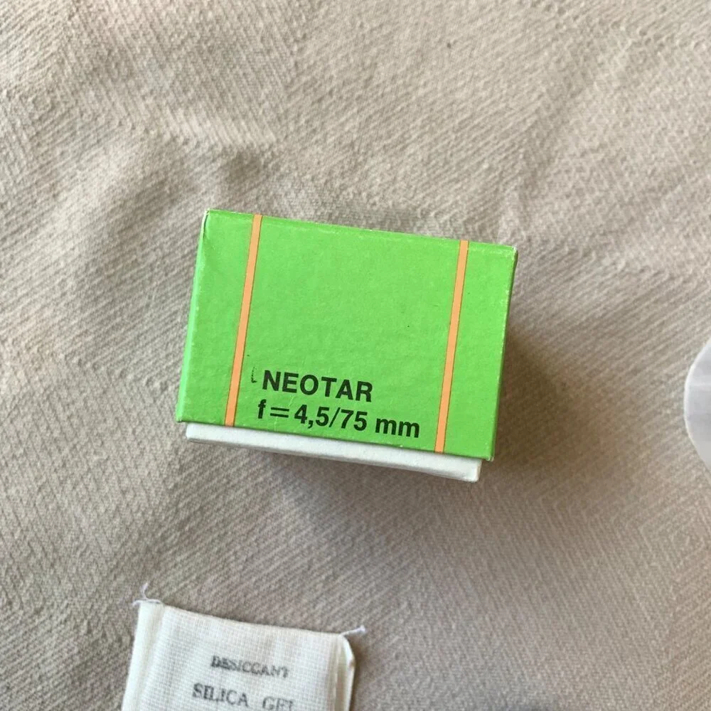 Neotar 75mm f 4.5 Japan Lens in Original Box
